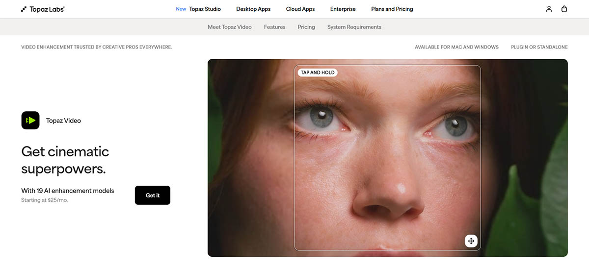 Topaz Video AI interface